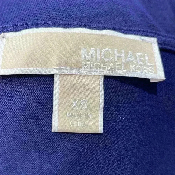 MICHAEL Michael Kors Women's V-Neck Mixed Media Top Navy Size XS - Picture 6 of 7